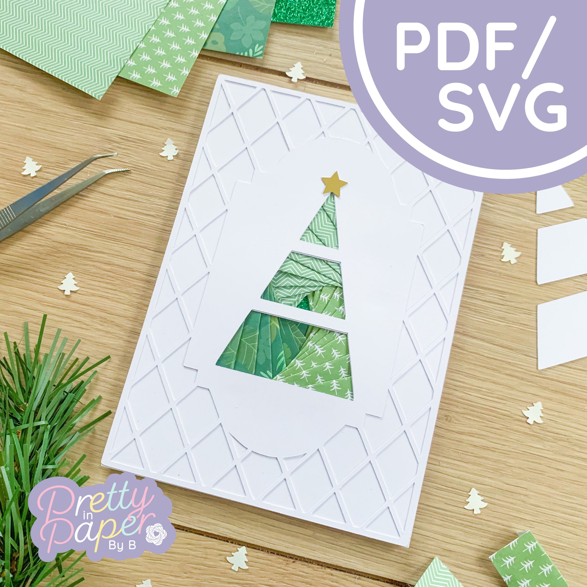 christmas tree iris folding pattern pdf & svg | xmas tree beginner