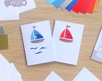 Card Making Kit Boat Mini | Small Boat Craft Kit | Beginners Iris Folding | Craft Kit Gift | Fathers Day Card Kit