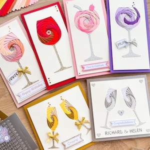Time to Celebrate Iris Folding Kit | Wine, Gin, Champagne Glass Card Making Kit | Personalised Craft Activity