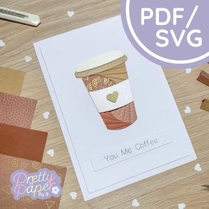 Kaffeetasse Iris Faltmuster PDF SVG (Takeaway Edition) | Anfänger Iris Folding Anleitung Download | Geschnittene Datei | Kartenherstellungsvorlage