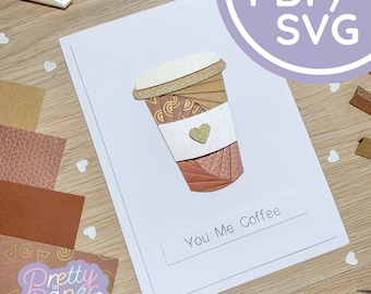Coffee Cup Iris Folding Pattern PDF SVG (Takeaway Edition) | Beginner Iris Folding Guide Download | Cut File | Card Making Template