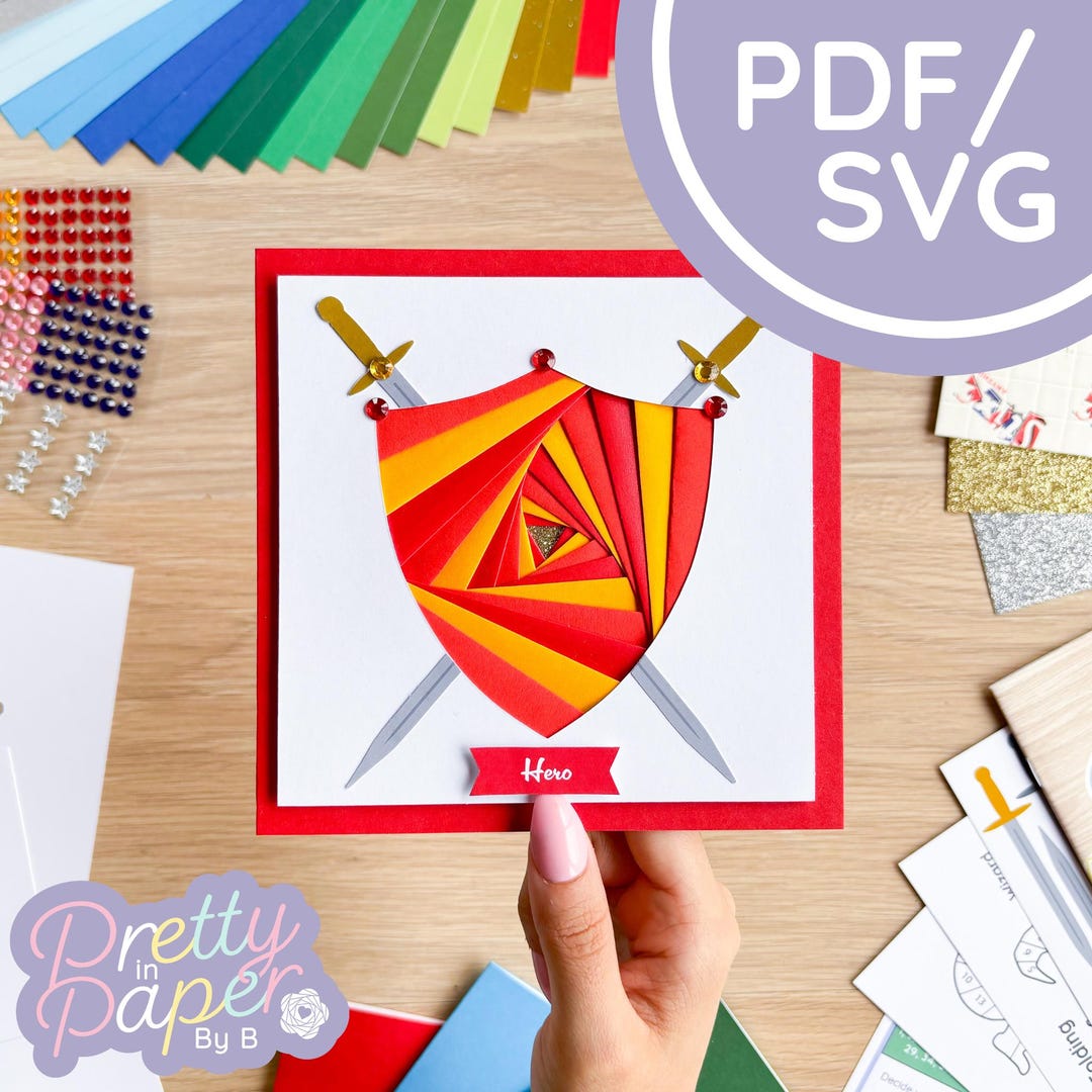 Shield Iris Folding Pattern PDF & SVG | Shield Beginner Iris Folding ...