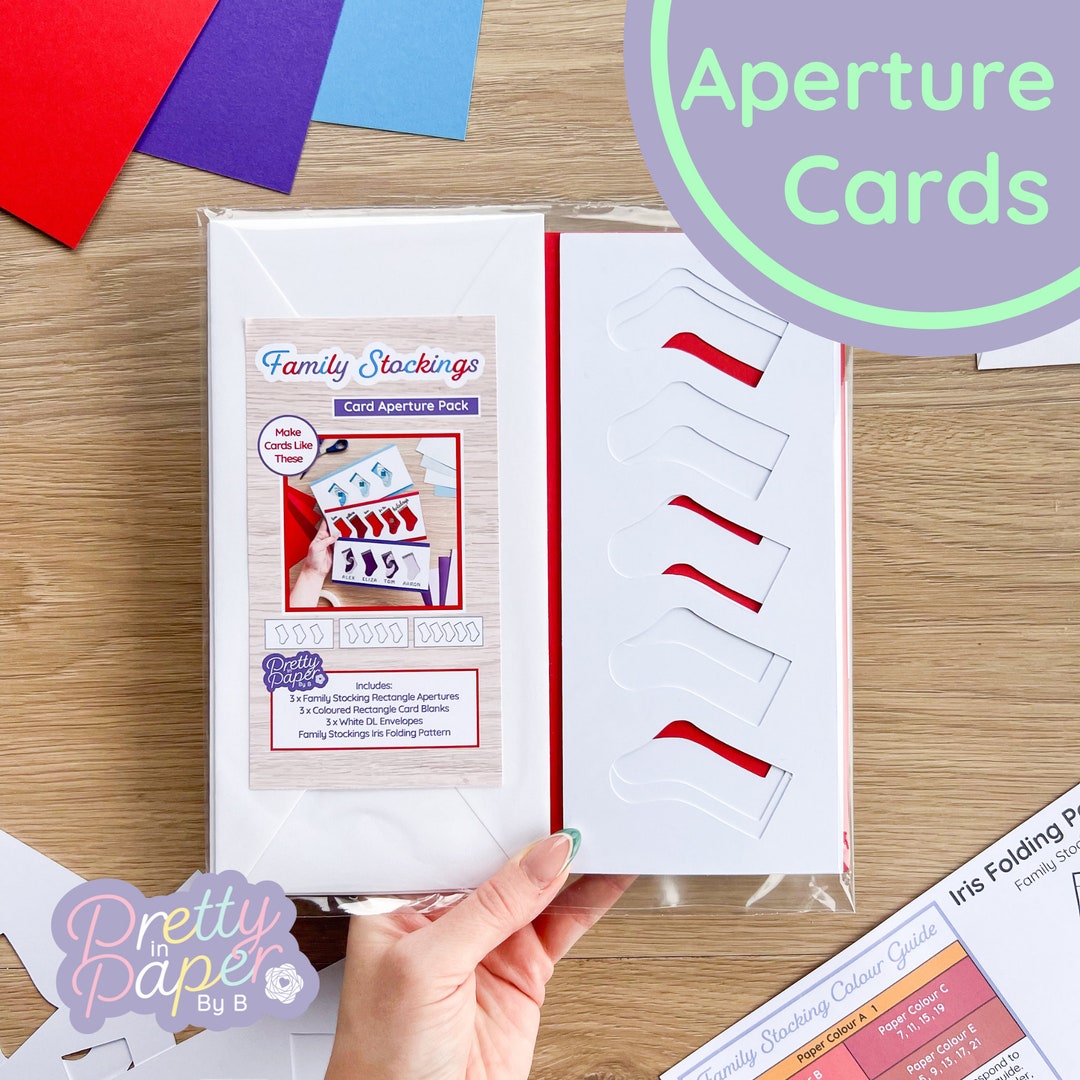 Family Stocking Aperture Cards (pack of 3) | 3 X Rectangular White ...