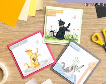 Playful Kitten Iris Folding Pattern PDF & SVG | Beginner Cat Printable Download and Cut File