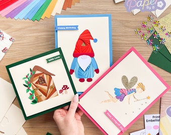 Secret Garden Card Making Kit | Iris Folding Craft Kit Beginners | Letter Box Craft Gift | Fairy, Gonk & Secret Door