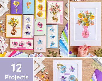 Flower Bouquet Craft Project Kit | Iris Folding Card Making and Wall Art | Craft Kit Gift