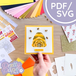 Bijenkorf irisvouwpatroon pdf en SVG | Irisvouwpatroon voor beginners Digitale download | Bestand knippen | Sjabloon voor het maken van kaarten