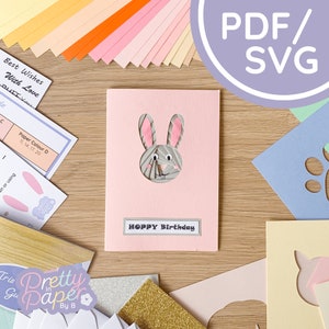 Hase Mini Iris Faltanleitung PDF & SVG | Kaninchen Anfänger Iris Folding Template Download | Geschnittene Datei | Kartenherstellungsvorlage