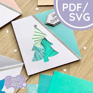 Stylised Tree Iris Folding Pattern Large PDF & SVG | Christmas Iris Folding Template Download | Xmas Cut File | Card Making Template