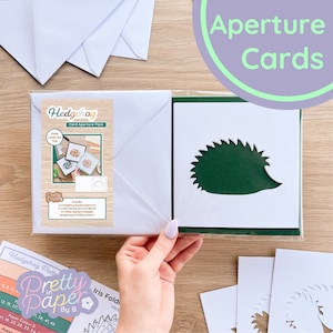 Hedgehog Aperture-pakket (3 stuks) | Vierkante witte openingen (x3), blanco kaarten (x3), vierkante enveloppen (x3)
