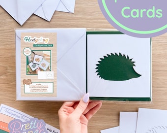 Hedgehog Aperture Pack (Pack of 3) | Square White Apertures (x3), Coloured Card Blanks (x3),  Square Envelopes (x3)