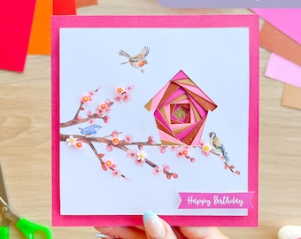 Bird House Iris Folding Pattern PDF & SVG | Beginner Printable Download and Cut File