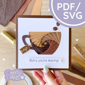 Coffee Cup Iris Folding Pattern PDF & SVG | Coffee Mug Beginner Iris Folding Template Download | Cut File | Card Making Template