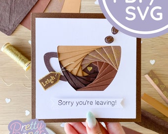 Coffee Cup Iris Folding Pattern PDF & SVG | Coffee Mug Beginner Iris Folding Template Download | Cut File | Card Making Template