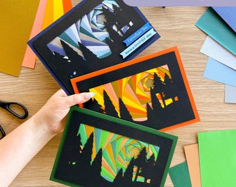 Forest Silhouette Iris Folding Pattern PDF & SVG | Intermediate Printable Download and Cut File