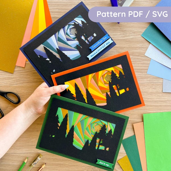 Forest Silhouette Iris Folding Pattern PDF & SVG | Intermediate Printable Download and Cut File