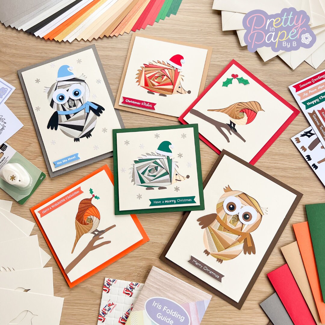 Woodland Christmas Card Making Kit | Beginners Iris Folding Card Kit ...