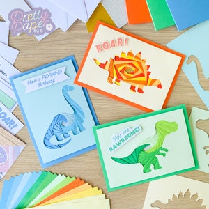 Dinosaur Card Making Kit | Iris Folding Craft Kit Beginners | Letter Box Craft Gift