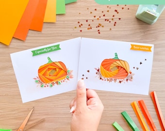 Pumpkin Mini Card Apertures A6 (Pack of 6) | White Card Blanks & Envelopes x6 | Iris Folding Pattern