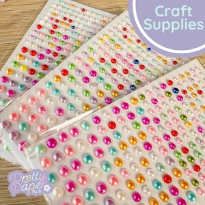 Perles adhésives multicolores, tailles variées (220 par paquet) x3 paquets | Embellissements pour la fabrication de cartes