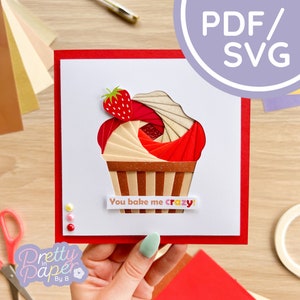 Cupcake Iris vouwpatroon PDF & SVG | Beginner Cake Iris vouwpatroon downloaden | Bestand knippen | Sjabloon voor het maken van kaarten