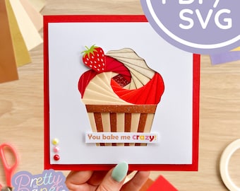 Cupcake Iris Folding Pattern PDF & SVG | Beginner Cake Iris Folding Pattern Download | Cut File | Card Making Template