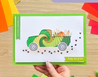 Harvest Truck Iris Folding Pattern PDF & SVG | Intermediate Download | Cut File | Card Making Template