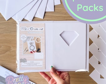 Diamond Card Apertures A6 (Pack of 6) Mini | White Card Blanks & Envelopes x6