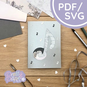 音符アイリス折り紙パターン PDF & SVG | 初心者向けアイリス折り紙パターンのダウンロード | カットファイル | カード作成テンプレート