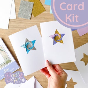 Kit per la creazione di cartoline natalizie stellari / Kit artigianale Mini Stella Principianti pieghevoli Iris / Kit di carte / Pacchetto pieghevole Iris / Crea i tuoi biglietti d'auguri