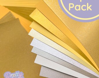 Precious Metals Paper Pack | Plain, Sparkle & Pearlised A5, 60 Sheet Paper Pad | Craft Paper | Silver, Grey, Gold, Cream, White