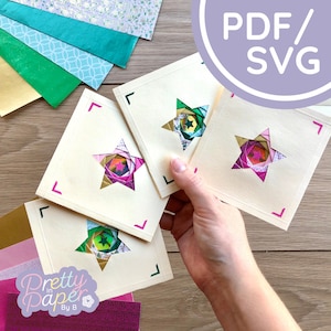 Modello pieghevole Star Iris Piccolo PDF e SVG / Scarica modello pieghevole Iris per principianti stella di Natale / Taglia file / Modello per creare biglietti