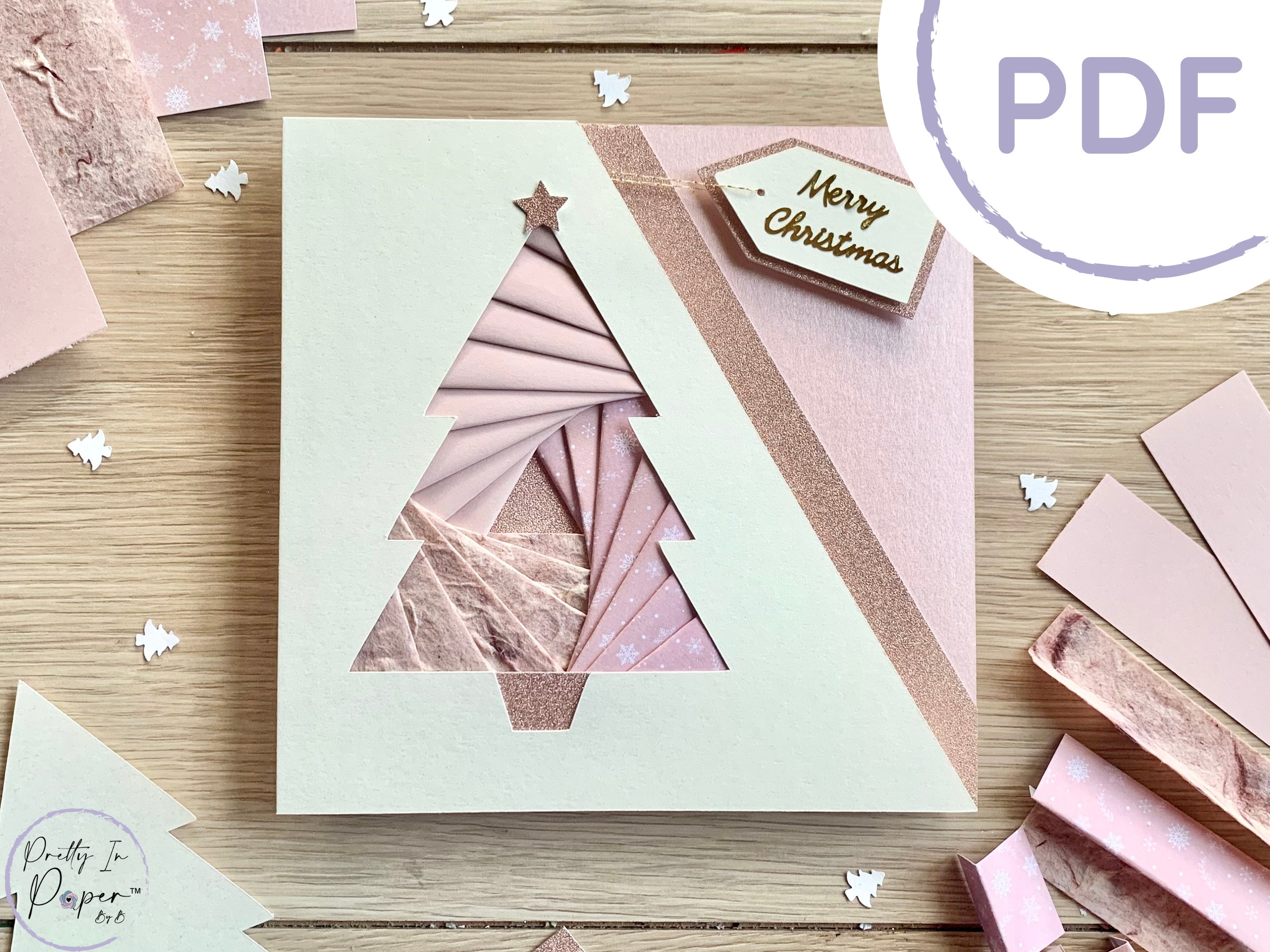 Christmas Tree Iris Folding Pattern  Xmas Tree Beginner Iris Folding  Pattern PDF Download  Card Making Template With Regard To Iris Folding Christmas Cards Templates