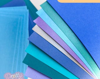 Northern Lights Paper Pack A5, 60 Sheets | Pearlised, Sparkle and Plain Paper Pad | Blue Green Purple Teal Silver Craft Paper | 80-120gsm
