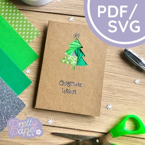 Modello di piegatura dell'iride dell'albero di Natale PDF e SVG / Mini albero di Natale per principianti Modello di piegatura dell'iride Scarica / Taglia file / Modello per la creazione di biglietti