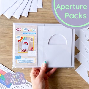 Mini Rainbow Card Apertures A6 Pack of 6 White Card Blanks & Envelopes x6 image 1