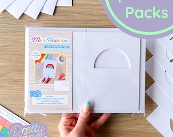 Mini Rainbow Card Apertures A6 (Pack of 6) | White Card Blanks & Envelopes x6