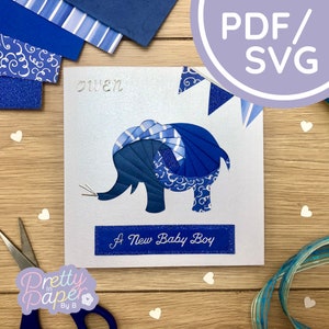 Elephant Iris Folding Pattern PDF & SVG | Beginner Iris Folding Pattern Download | Cut File | Card Making Template