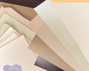 Caramel Latte Paper Pack *Revised Edition* | A5, 30 Sheets | Pearlised Plain Sparkle Craft Paper Cream Brown