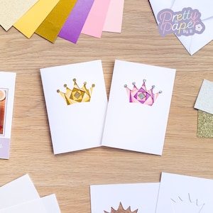 Kartenherstellung Kit Mini Crown | Prinzessinnen-Edition | Papier Bastelbogen | Iris Klappkarte Aktivität