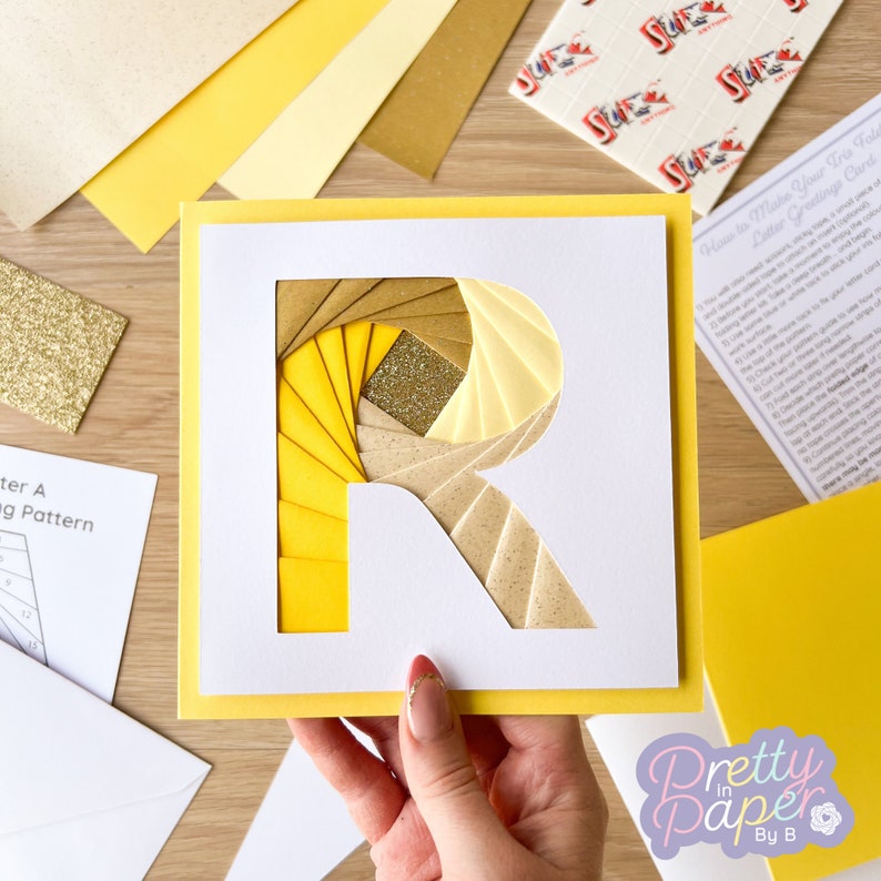 Card Making Kit Alphabet Letter R | Iris Folding Card Kit | Initial ...