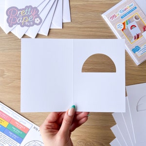 Mini Rainbow Card Apertures A6 Pack of 6 White Card Blanks & Envelopes x6 image 3