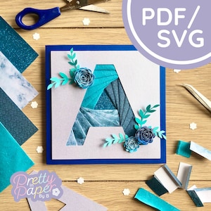 Lettera A Modello di piegatura dell'iride PDF e SVG / Scarica il modello di piegatura dell'iride per principianti dell'alfabeto / Taglia file / Modello per la creazione di biglietti