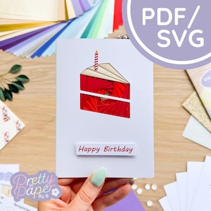 Mini Kuchen Stück Iris Falten Muster PDF & SVG | Anfänger Kleine Kuchen druckbare Download | Schnittdatei | Kartenherstellungs-Vorlage