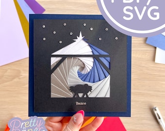 Nativity Silhouette Iris Folding Pattern PDF & SVG | Christmas Iris Folding Download | Cut File | Card Making