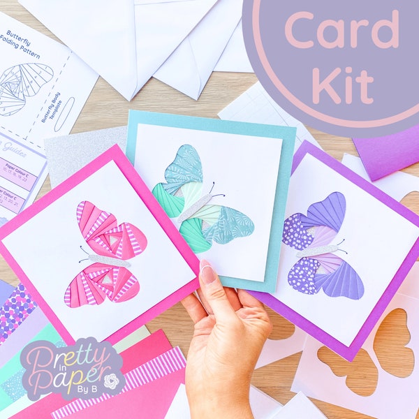 Kit de fabrication de cartes papillon | Cartes Pliantes Papillon Iris | Kit d'artisanat papillon | Cadeau boîte aux lettres | Cadeau artisanal