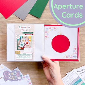 Pack d'ouvertures de boules imprimées décorées (paquet de 3) | Ouvertures décoratives blanches carrées (x3), cartes vierges colorées (x3), enveloppes (x3)
