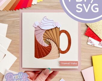 Mug Iris Folding Pattern PDF & SVG | Hot Chocolate Beginner Printable Download | Cut File | Card Making Template