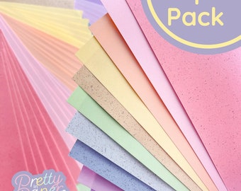 Marshmallow Pastel Luxury Paper Pack | Plain Sparkle Pearl A5, 60 Sheets Paper Pad | Craft Paper | Yellow, Salmon, Pink, Purple, Green, Blue