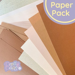 Pacote de papel caramelo latte A5, 30 folhas | Bloco de papel perolado | Coleção de papel artesanal brilhante | Creme Marrom Cobre